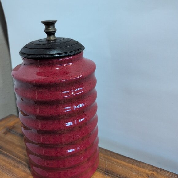 Pier One Ribbed Red W/ Black Speckles Canister W/ Lid Replacement For Set - Picture 4 of 14